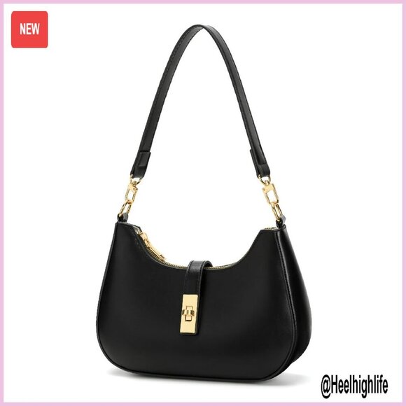 Handbags - Vegan Leather Shoulder Bag with Detachable Strap, 10x7 Inches, Multi-Functional